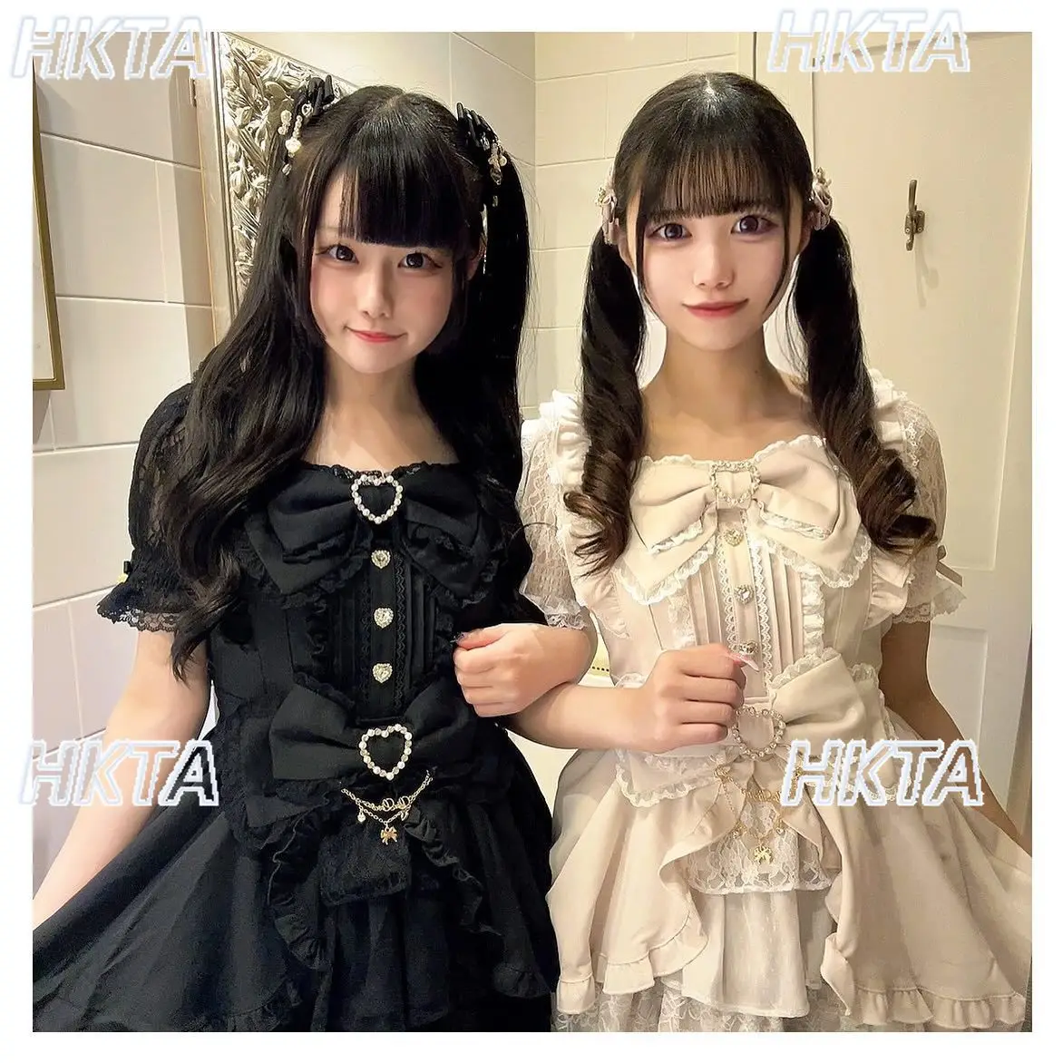 Japanse Zoete Boog Korte Mouw Slanke Lolita Prinses Mini Jurk Rok 2-delige Set 2025 Zomer Herfst Liz Jurk Set Vrouwen outfits