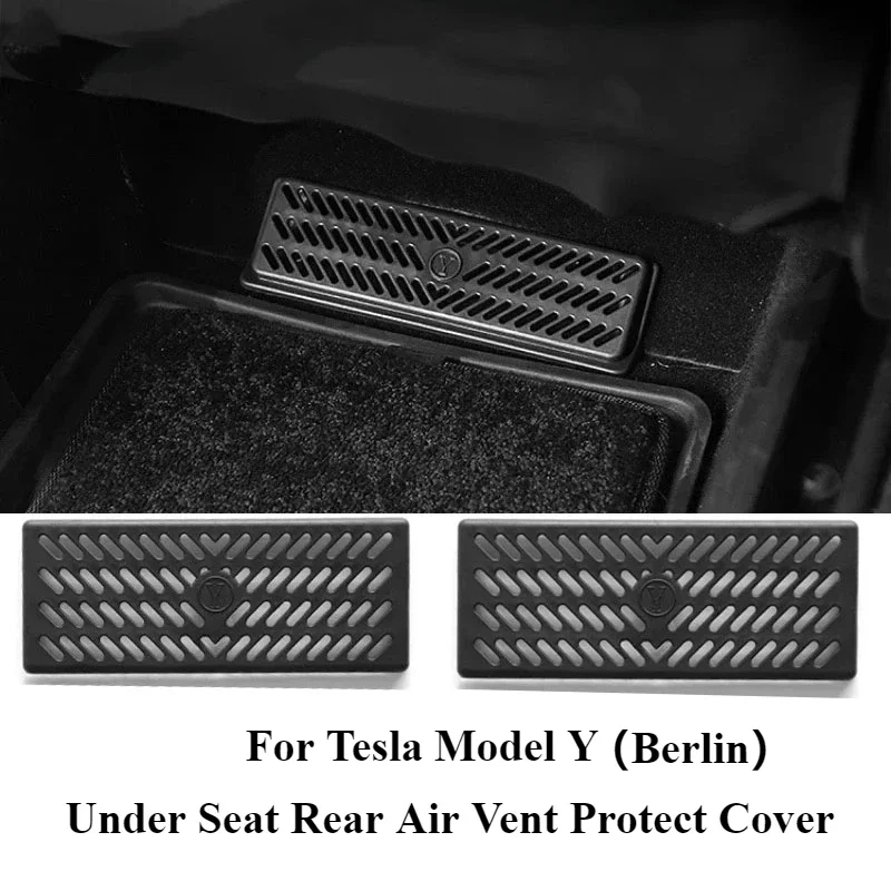 For Tesla Model Y Berlin Under Seat Rear Air Vent Protect Cover Anti-blocking Backseat Flow Outlet Grille Protector Accessories