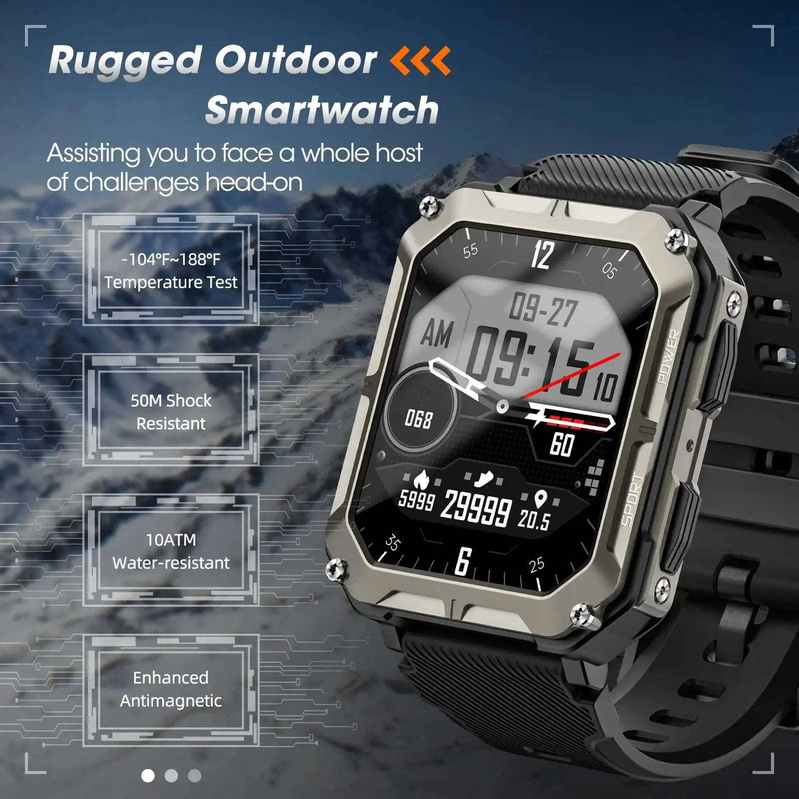 ساعة LEADOYS الجديدة Ultra Smart Watch للرجال، تتبع رياضي، مراقبة النوم، تنبيهات المكالمات والرسائل، هدية عيد الميلاد والهالوين