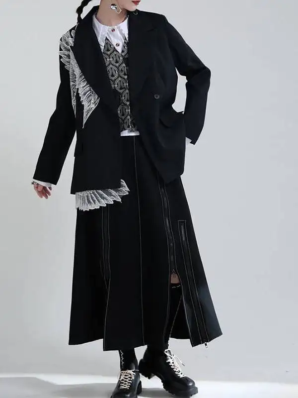 

Женский костюм из чистого льна Street Sle Zhonhuang: новая осенне-зимняя модная рабочая одежда с длинным рукавом, однотонный, на одной пуговице