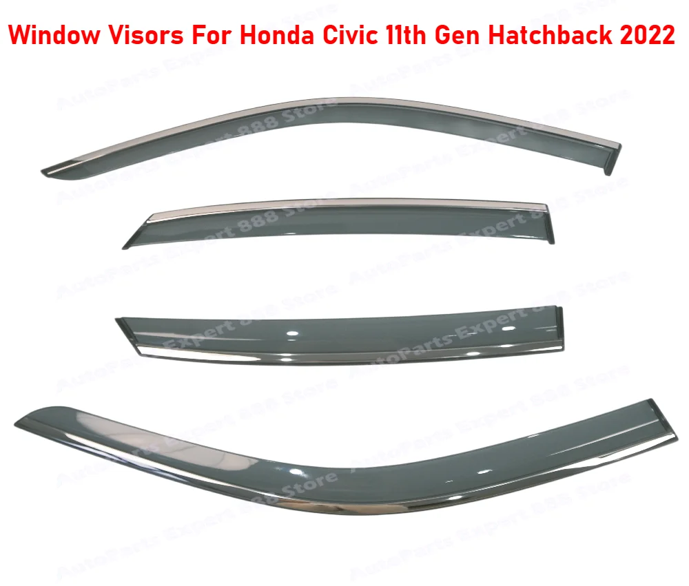 Window Visors For Honda Civic 11th Gen FL Hatchback 2022 FL5 Type R Rain Deflector Window Shield Weatherproof Car Accessories