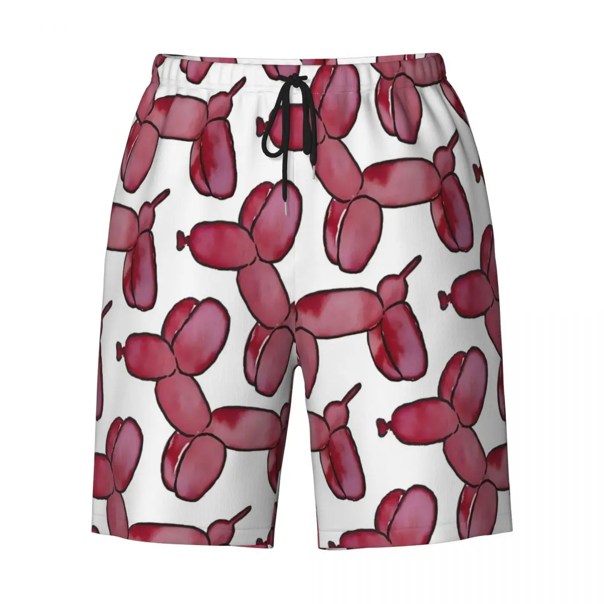 Pantaloncini da surf per cani con palloncino rosso Pittura estiva Y2K Pantaloni corti da spiaggia retrò Costume da bagno con motivo ad asciugatura rapida da surf maschile