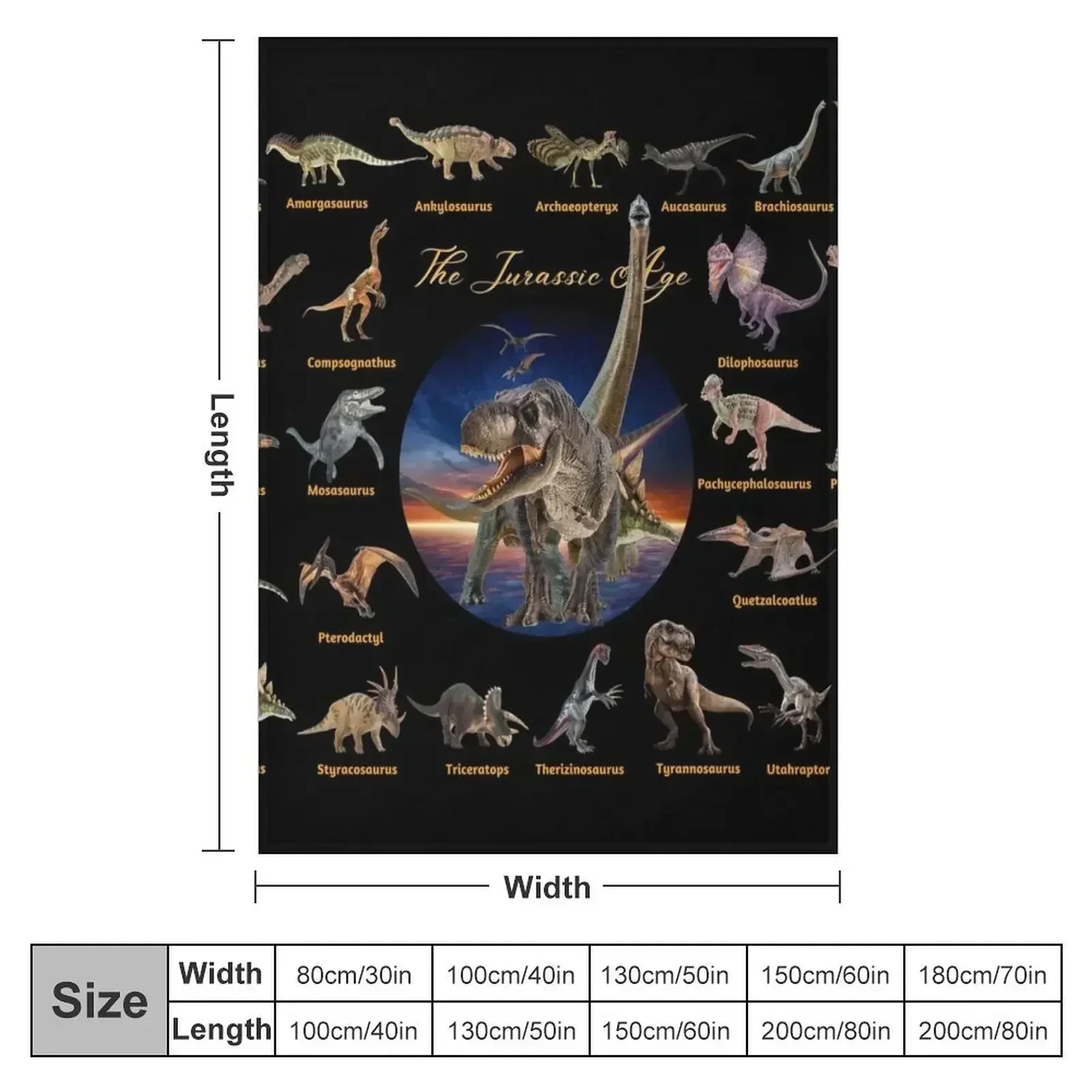 Dinosaurs: The Jurassic Age (Black Background) Throw Blanket Multi-Purpose warm for winter Hairys Hair Blankets