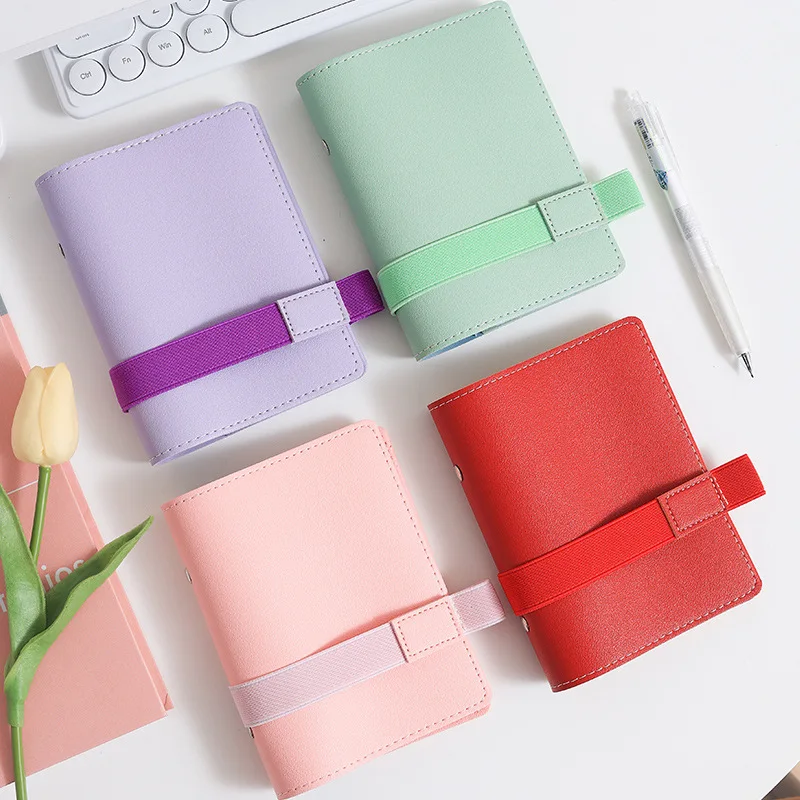 A7 PU Leather Refillable Notebook - Portable Pocket Journal with Elastic Band for Daily Notes, 90 Pages with 3 Insert Options