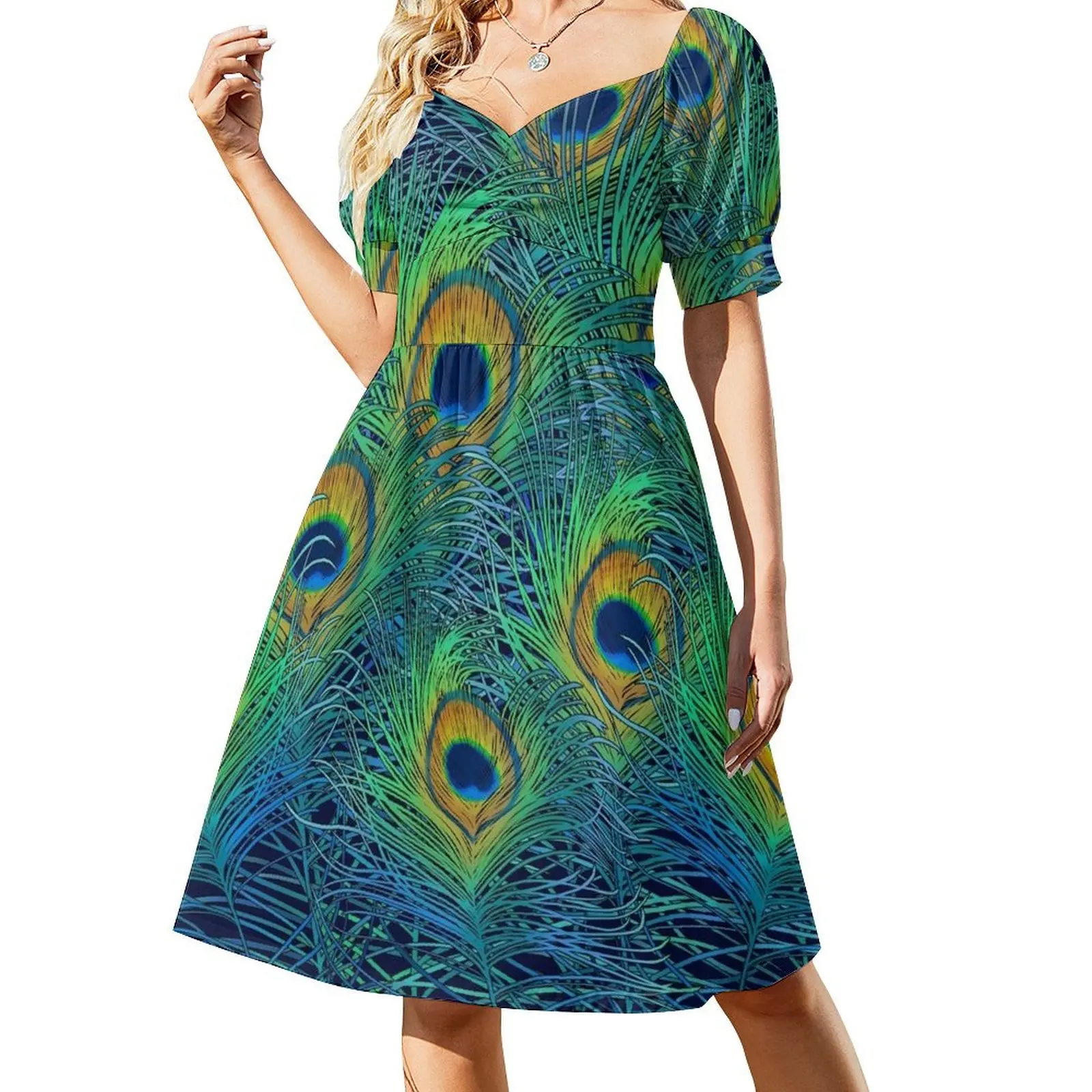 peacock pattern for women Short Sleeved Dress dress for women long dresses for women dress summer