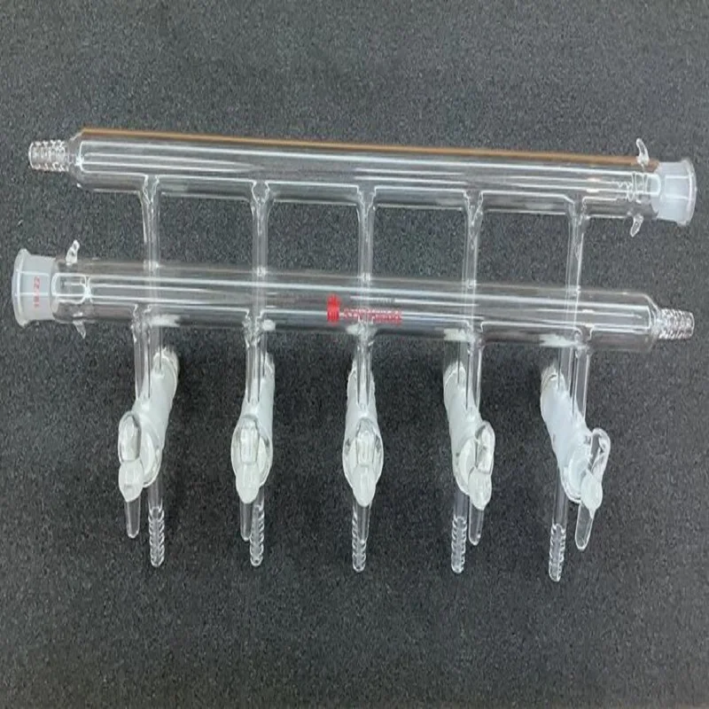 SYNTHWARE Vacuum gas distributor with double row pipes, Hollow plug, With front-left and rear-right joint 19/22, Hook up, M58