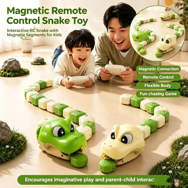 Dual Player Battle Magnetic Remote Control Snake Car Portable Creative Toy for Kids Travel Road Trip Play