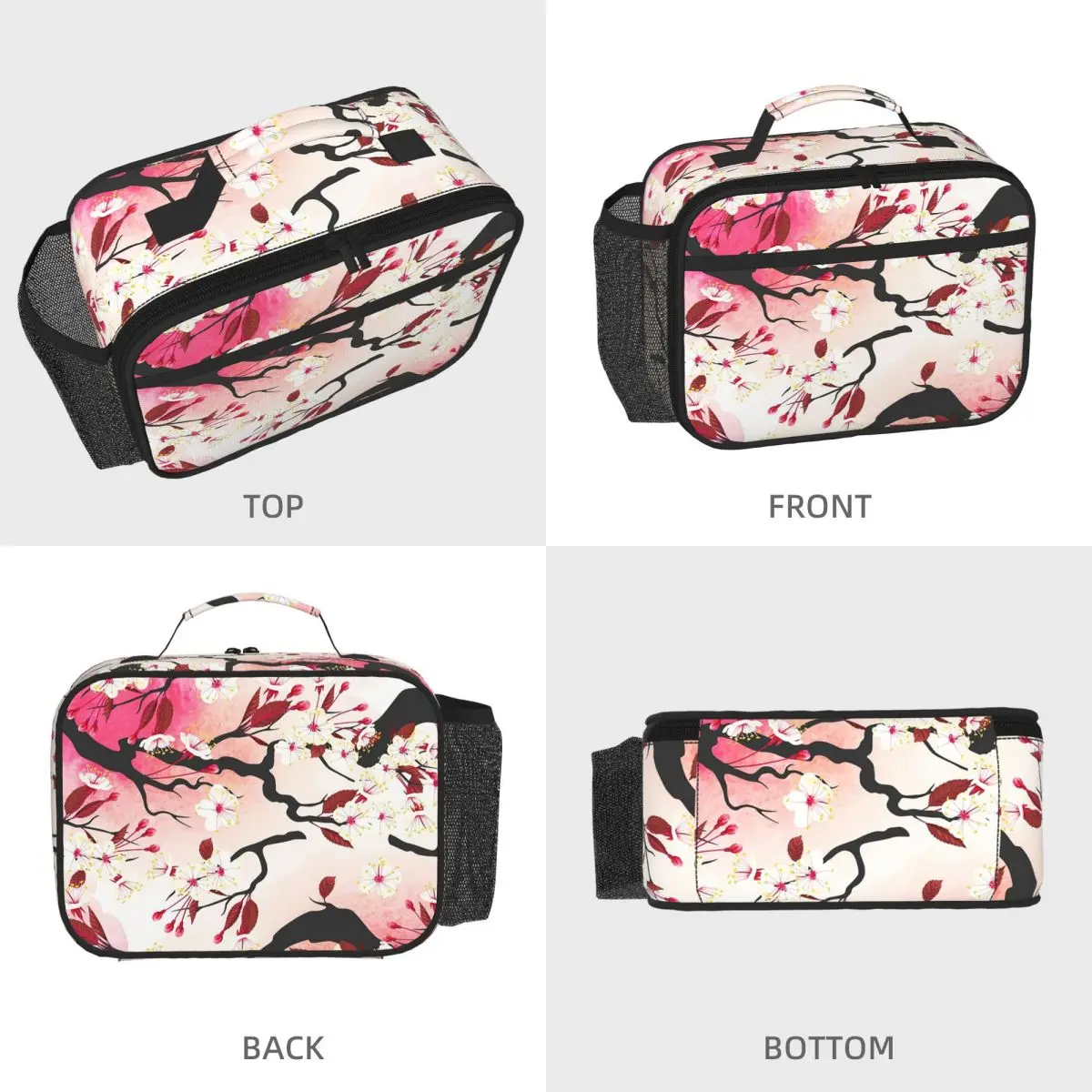 Blooming Sakura Branch Cherry Blossom Japanese Flower Insulated Lunch Bag for Women Kids Food Boxes Thermal Lunch Box Tote