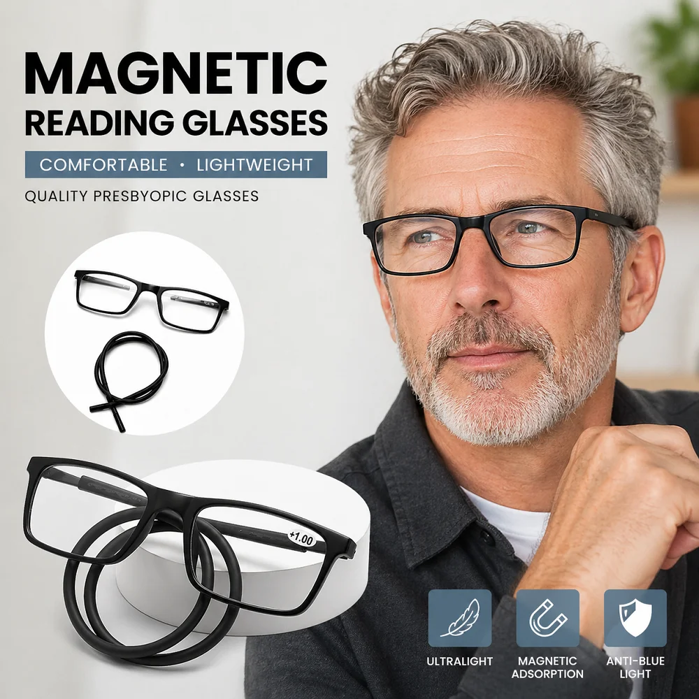 DMLNew Folding Neck Presbyopia High Clear Resin Fashion Magnet Presbyopia Anti Fatigue Presbyopia Wholesale Reader Reading Glass