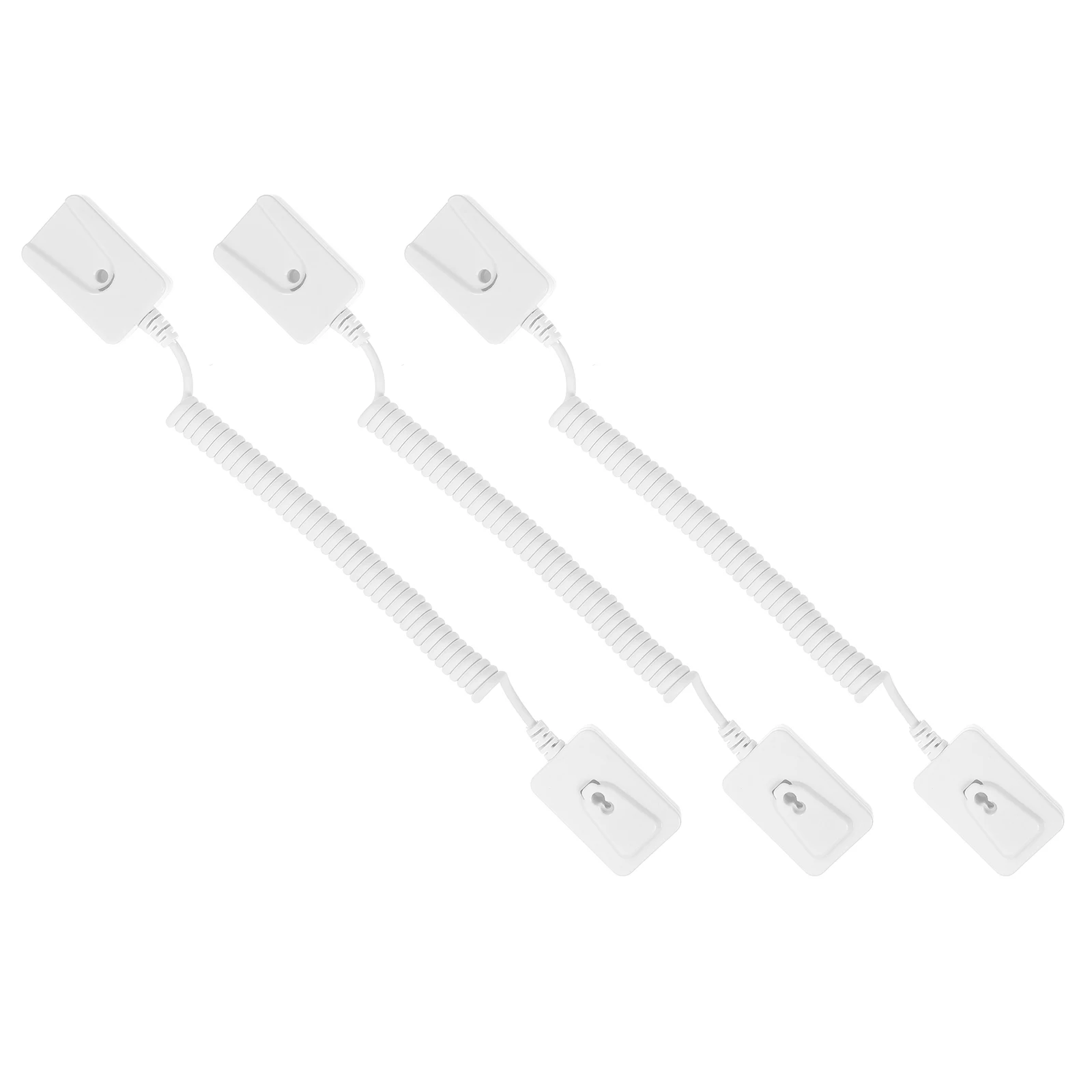 

3 pcs White Square Anti-lost Hooks Adhesive Mounts Retractable Cables for Remote Control Phone Tablet Home Hotel Loss Prevention