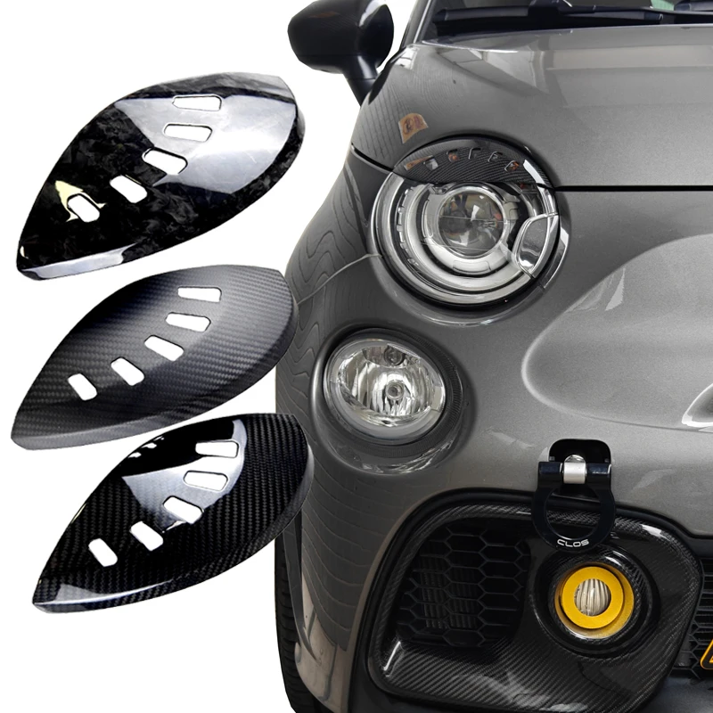 Turning Signal Light Dry Carbon Fiber Material 3K Twill And Forged Carbon Head Lamp Eyelid Cover For Fiat 500 Abarth 595 695