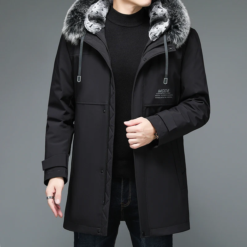 2024 autumn hooded large fur collar men's down jacket inner liner can be detachable simple atmosphere fashion warm cold