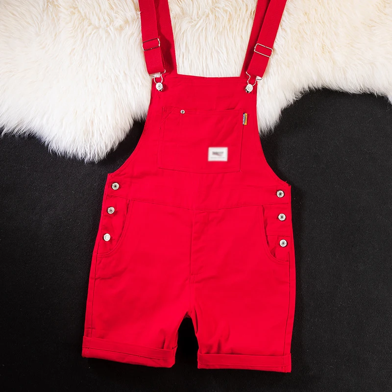 Summer Men Bib Pants Overall Short Suits Jumpsuit Trousers Plus Size 5xl Fashion Dungarees Candy Color Strap Trousers Streetwear