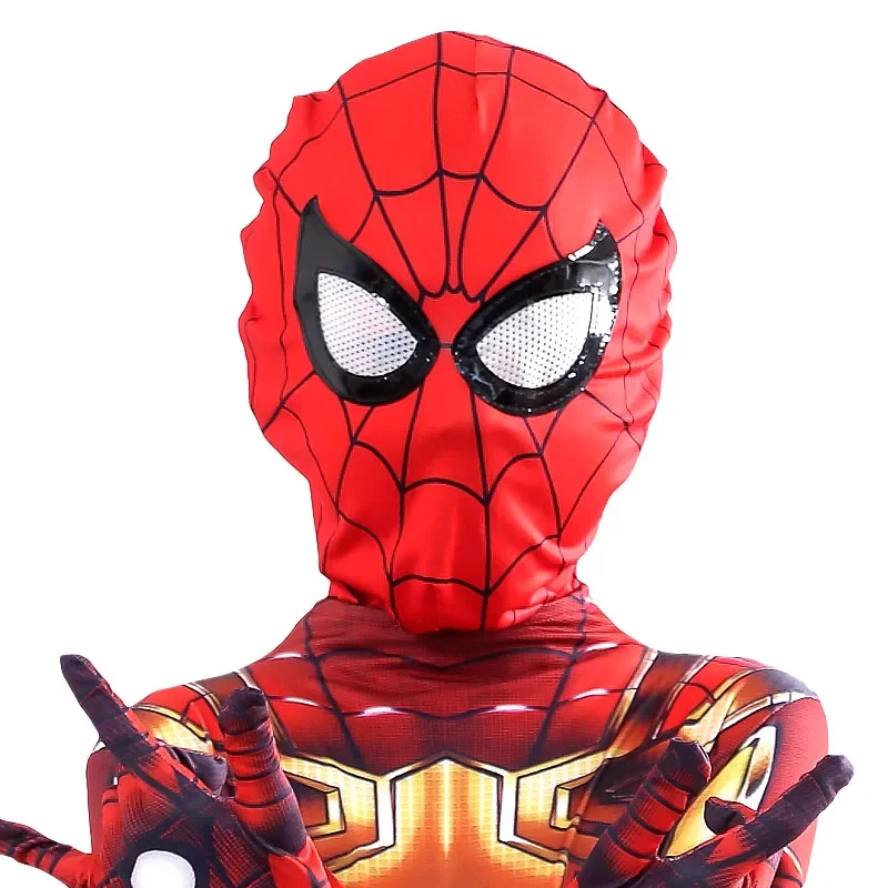 Spiderman Iron Man Costume Kids Superhero Cosplay Bodysuits with Mask 3D Style 3-12 Years Boys Role Play Clothes^0*l