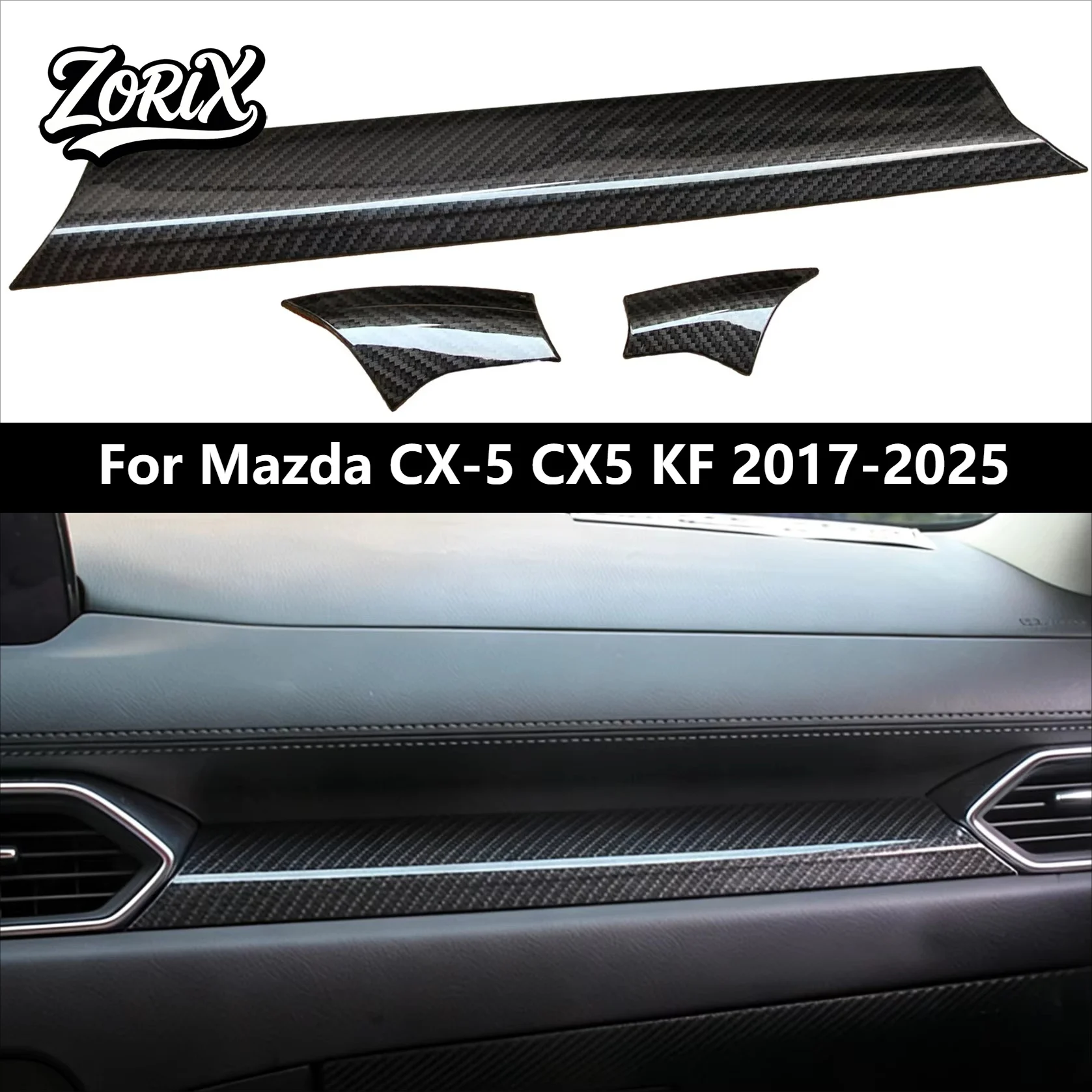 For Mazda CX-5 CX5 KF 2017-2025 Car Center Console Dashboard Strips Cover Trim StylingAccessories 3Pcs/Set Left Hand Drive