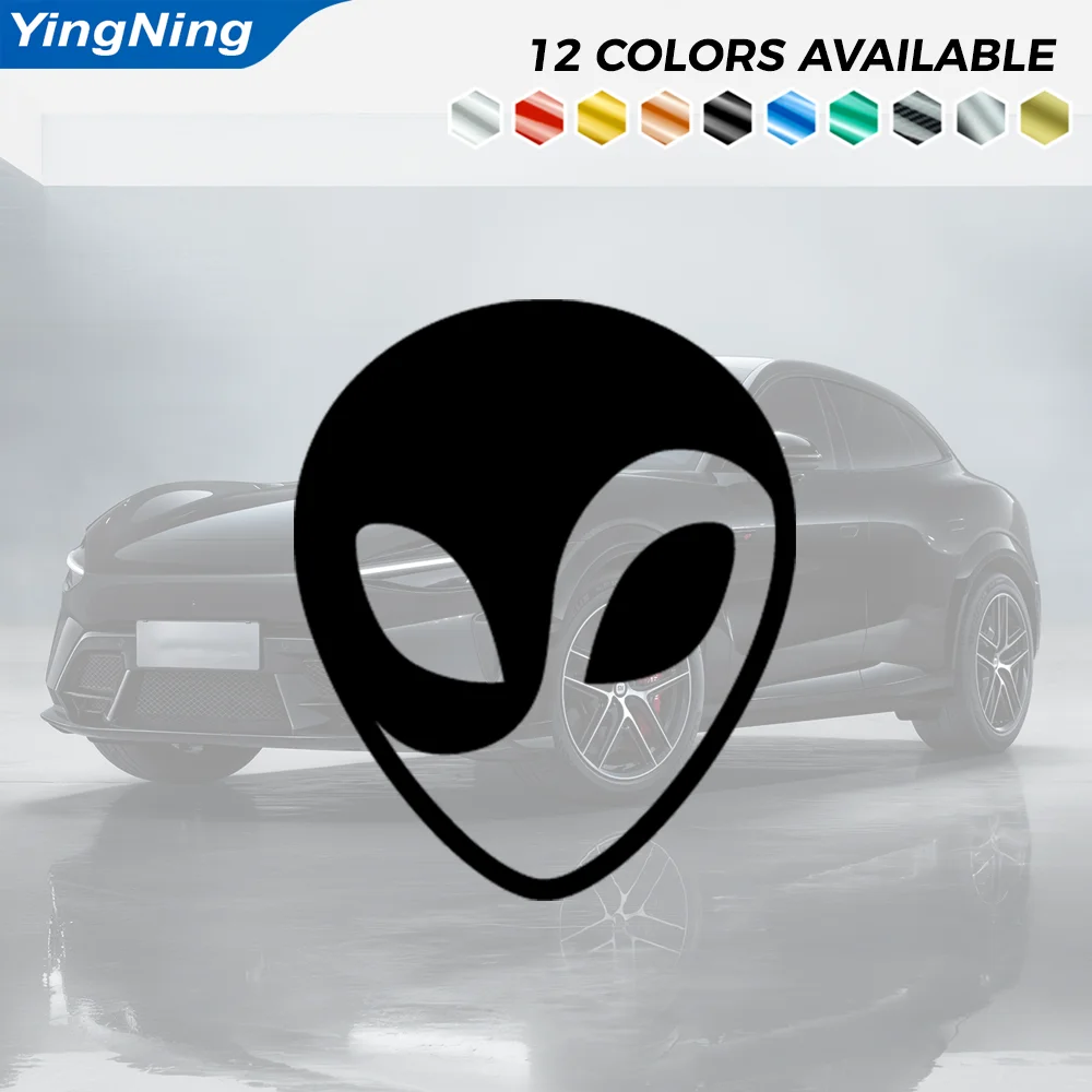 Alien Head Reflective Car Sticker UFO Sci Fi Vinyl Decal Car Window Bumper Laptop Self Adhesive Extraterrestrial Vehicle Decor