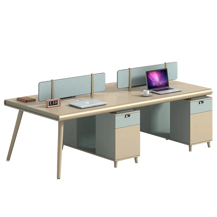 Modern Wooden Modular Cubical Work Station Desk For 2-6 Persons Panel Design Office Furniture For Villa
