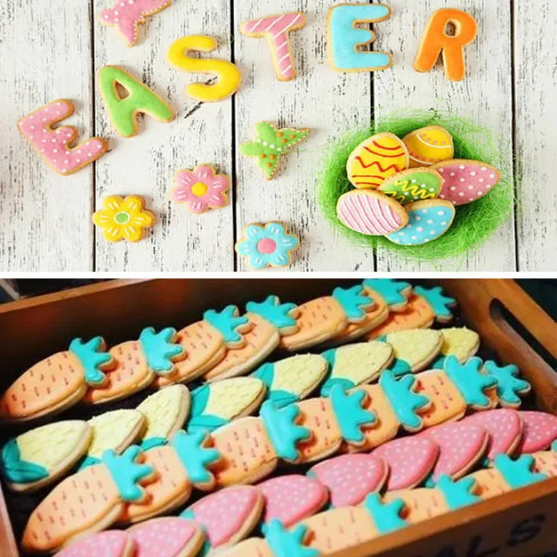 Variety Styles Stainless Steel Easter Biscuit Cutter Easter Rabbit Eggs Carrot Cookie Mold Kitchenware Cookie Cutter Baking Tool