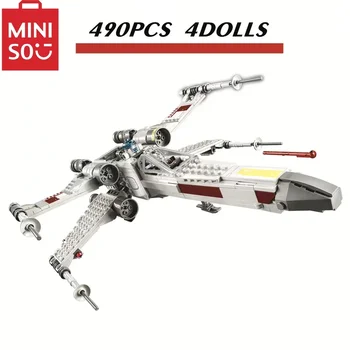 MINISO 디즈니 새로운 우주 프로그램 X-Wing 전투기 빌딩 블록, 어린이 빌딩 블록 장난감 세트, 75301 호환 가능  Best5