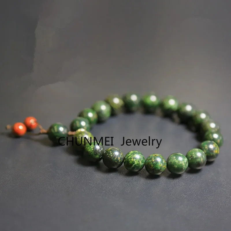 

Natural Tibetan Jade Medicine King Stone Round Bead Single Circle Hand String Men's and Women's 8-12mm Health Care Bracelet
