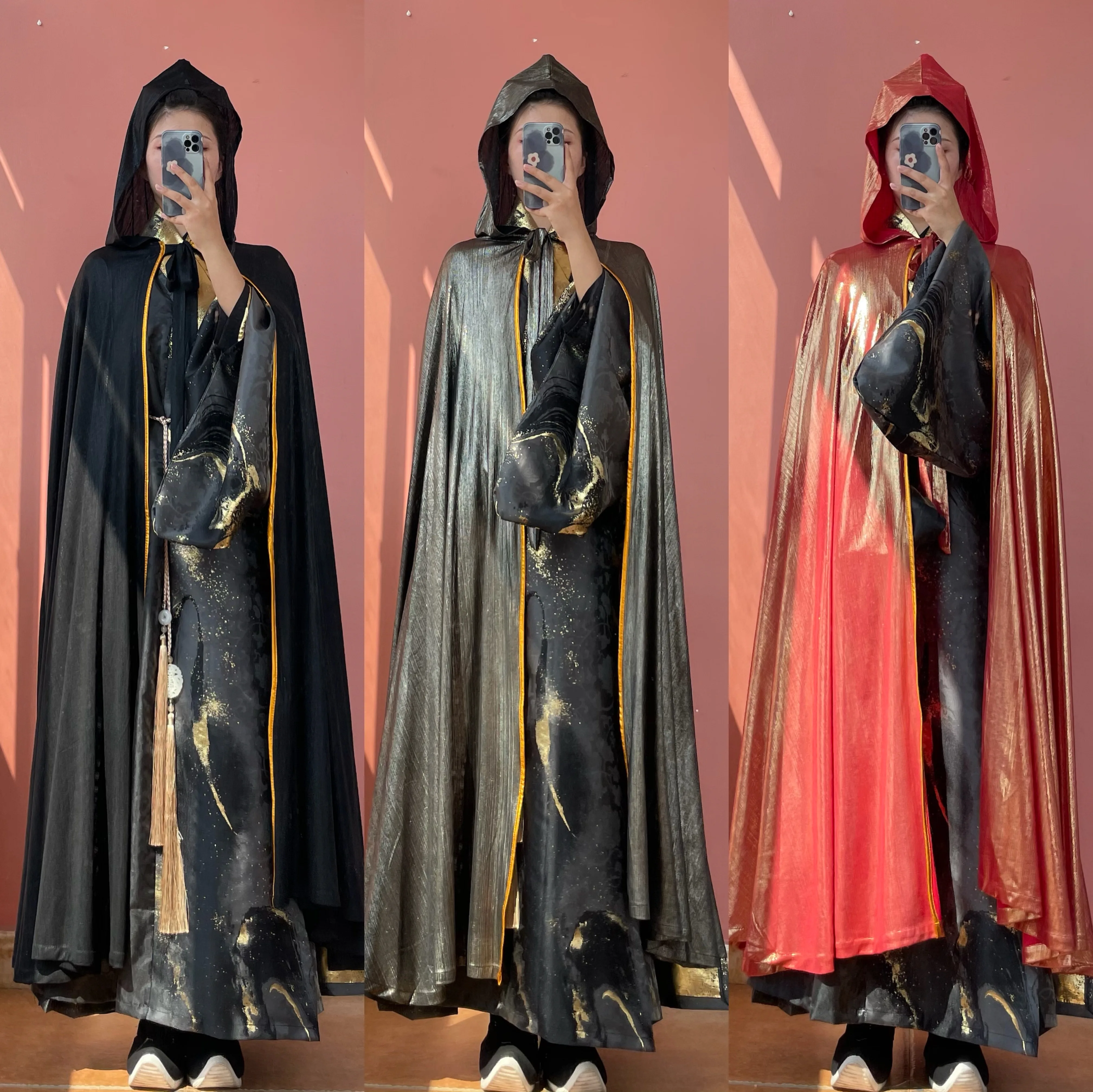 

2022 Hanfu Cloak Chinese Traditional Hanfu Halloween Party Clothing Woman Men Adult Long Hero Witchcraft Robe Hood Cloak Cosplay