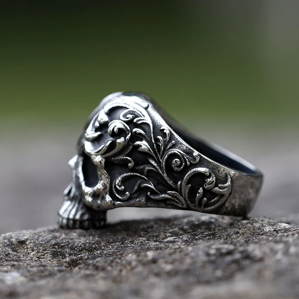 NEW Men\'s 316L stainless-steel rings Retro Skull Head Vintage gothic punk high-quality Jewelry Gifts free shipping