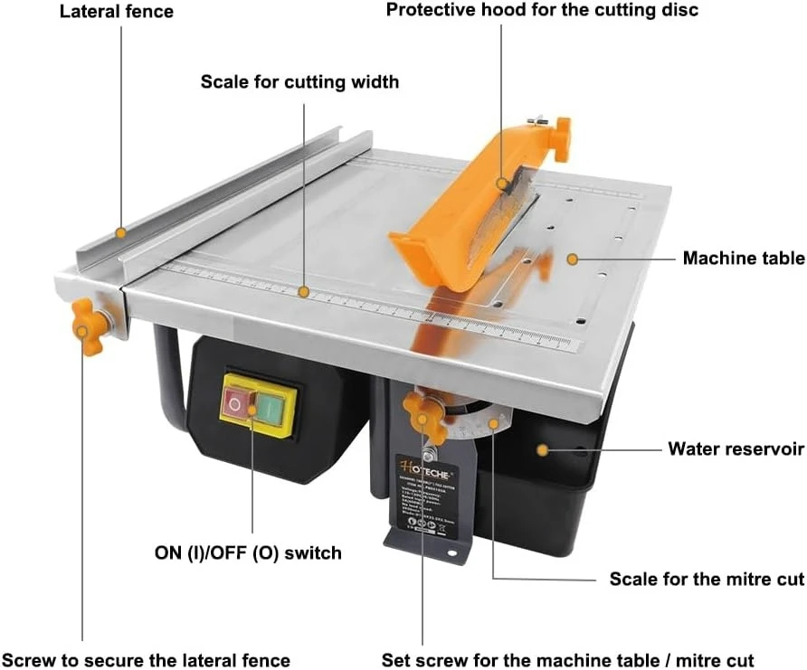 7-Inch Wet Tile Saw - 5A Motor Adjustable Cutting Depth Tile Cutter with Water Reservoir