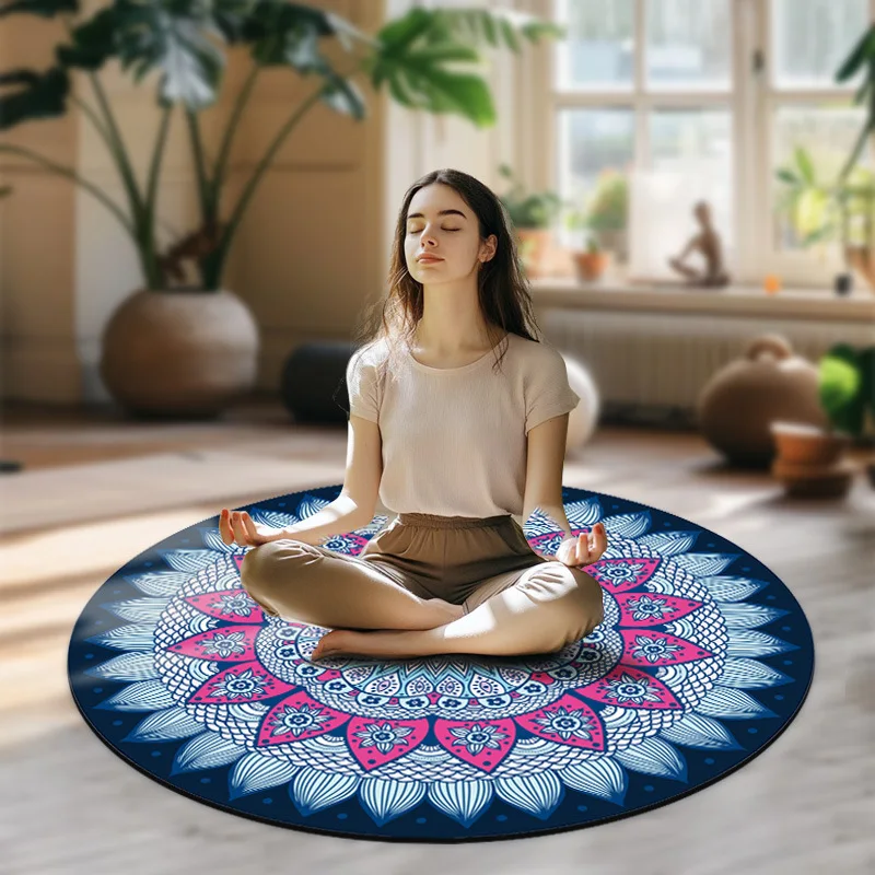 

140CM Circular Meditation Yoga Mat, Flat Support, Fitness Mat, Inverted Jump Rope, Shock Absorption, Quiet Small Mini Floor Mat