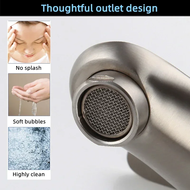 

304 Stainless Steel Basin Sink Bathroom Faucet Small Waist Toilet Faucet Crane Countertop Mounted Single Cold Water Basin Faucet