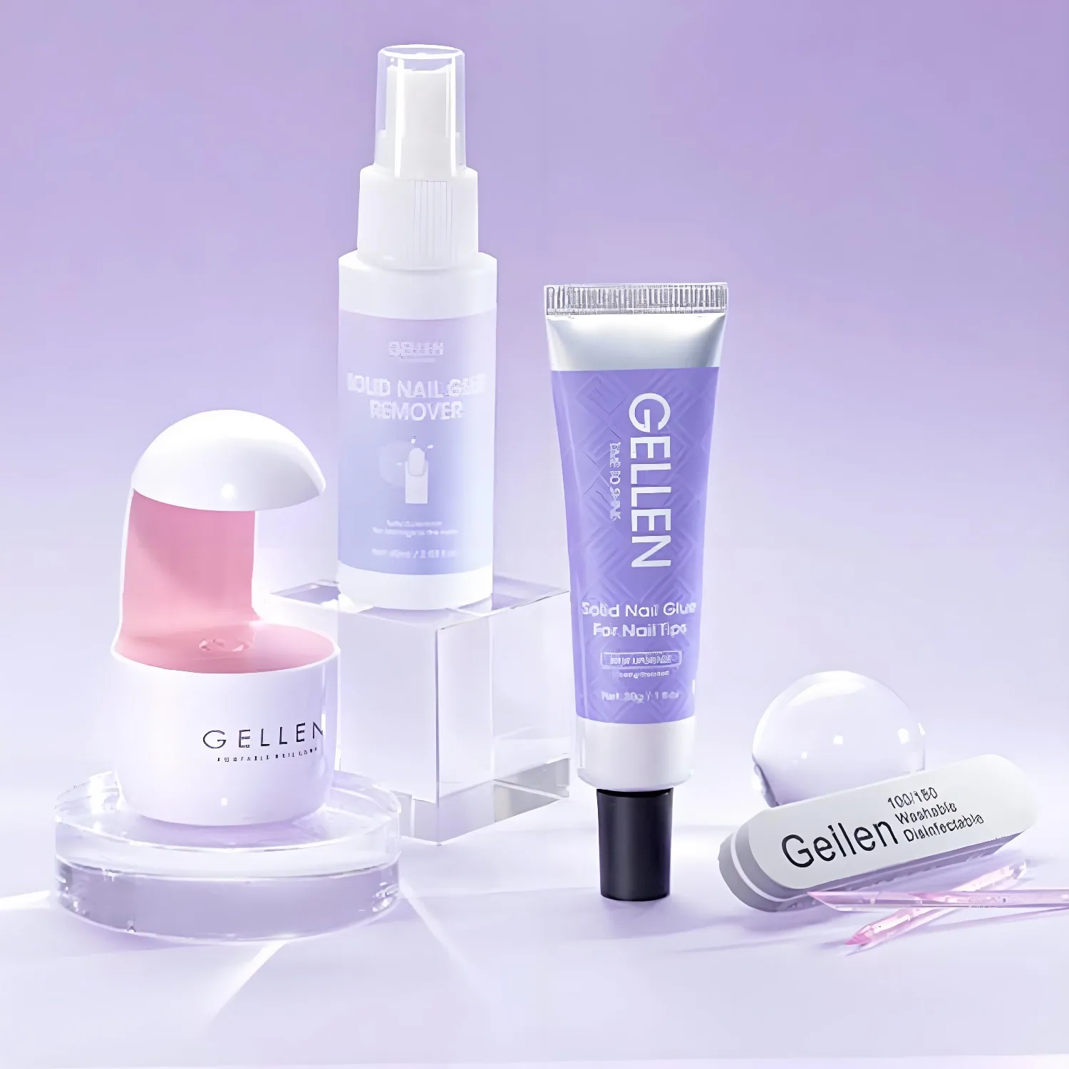 

GELLEN Strong Adhesive Solid Nail Glue Gel 30g Press on Nails Polygel Kit UV LED Lamp Acrylic Nail Tips Glue Remover Salon DIY