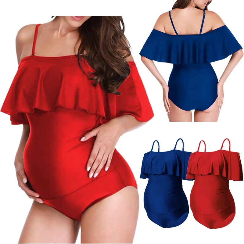 Fashion Pregnant Women Swimwear Sexy Suspender One Piece Swimsuit For Maternity Summer Maternity Clothes Printing Swiming Wear