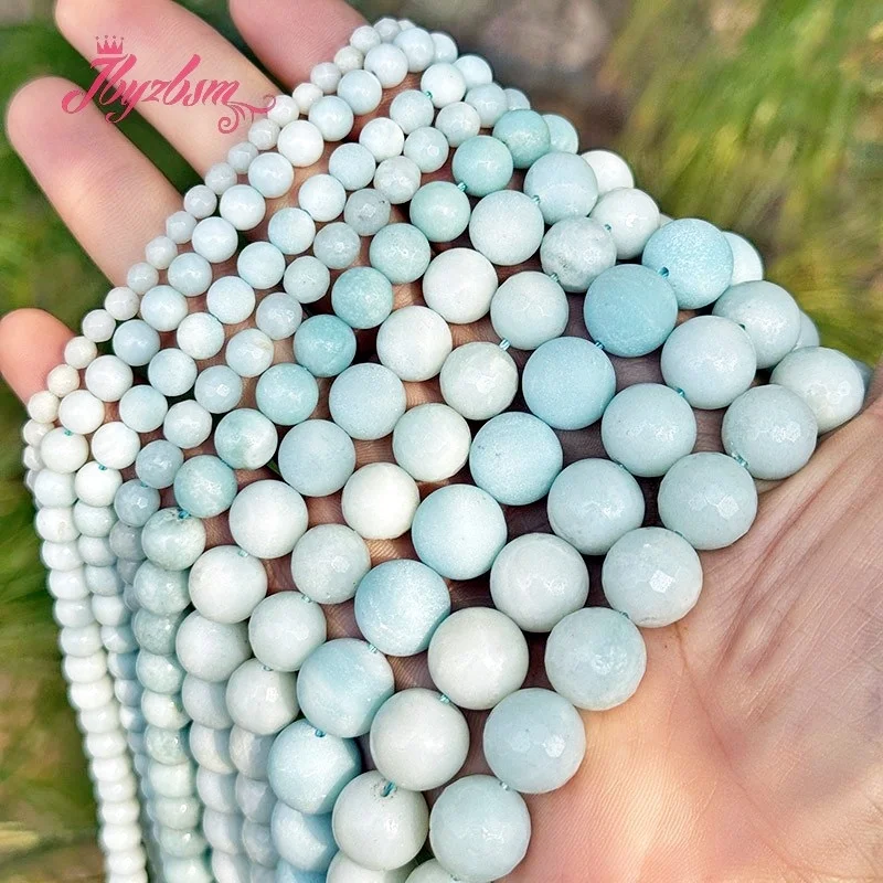 6 8 10 12 16 mm Round Green Natural Amazonite Stone Beads For DIY Accessories Necklace Bracelets Jewelry Making Strand 15Inches