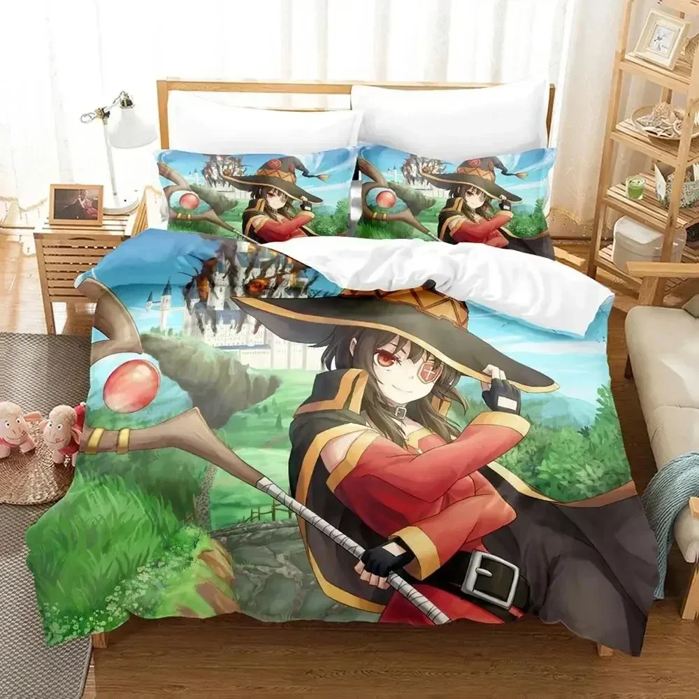 

3D Print Anime KonoSuba Bedding Set For Bedroom Soft Modern Bedspreads Comefortable Kids Duvet Cover Quilt Cover And Pillowcase