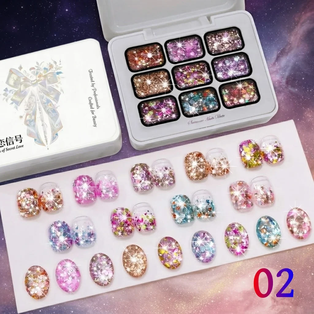 Neunfarbiges Diamant-Nagelgel, Geeignet für DIY-Nägel, Salon und Nageldesign – Detail 9