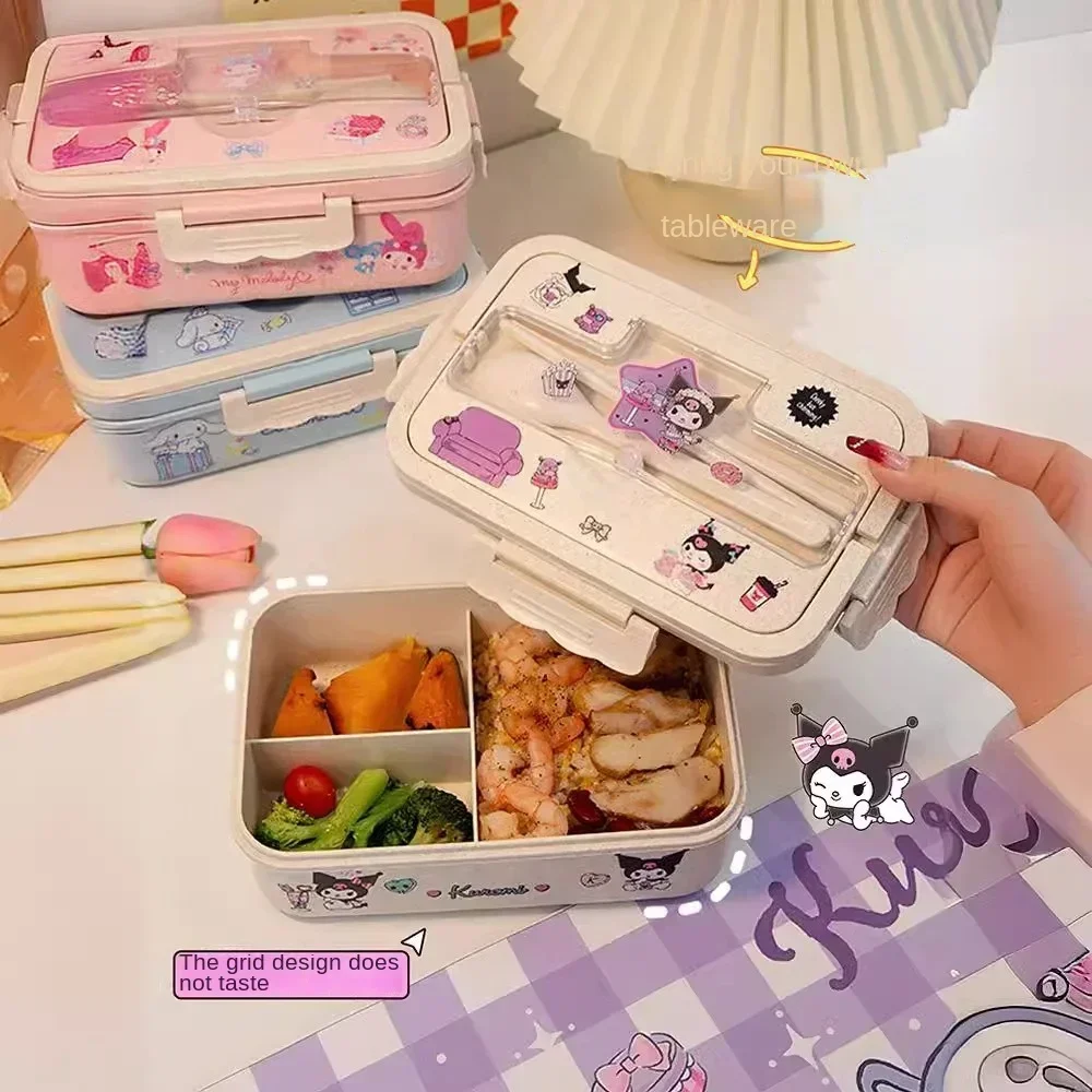 Sanrio Cinnamoroll Kuromi My Melody Heatable Lunch Box Student Large Capacity Compartmentalised Eco-friendly Bento Box Tableware