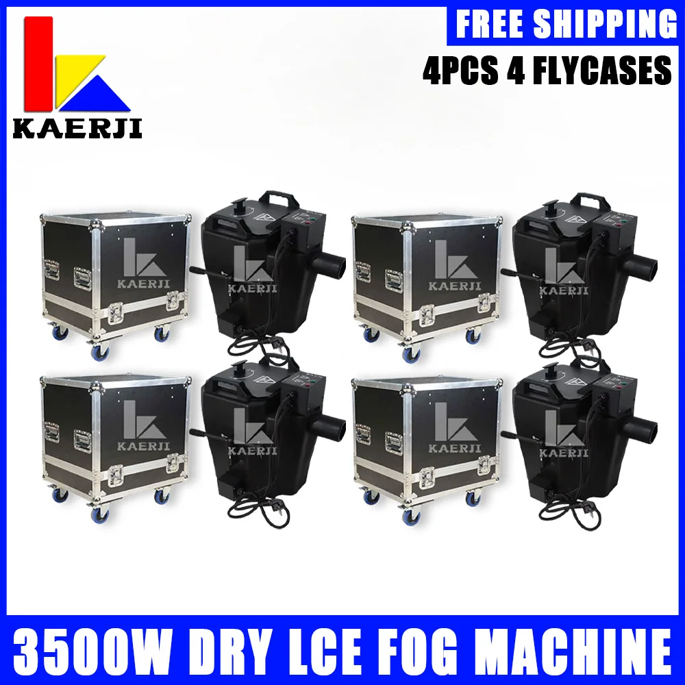 

4Pcs 3500W Dry Ice Fog Machine Smoke Spray Jet Low Ground Nimbus Machine With 4Pcs Flightcase For Stage Wedding Events DJ Show