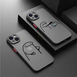 Funny Cartoon Man Cool Case For Apple iPhone 15 11 14 13 12 Pro 7 XR X XS Max 8 Plus 6 6S SE 2022 15Pro Black Matte Phone Funda