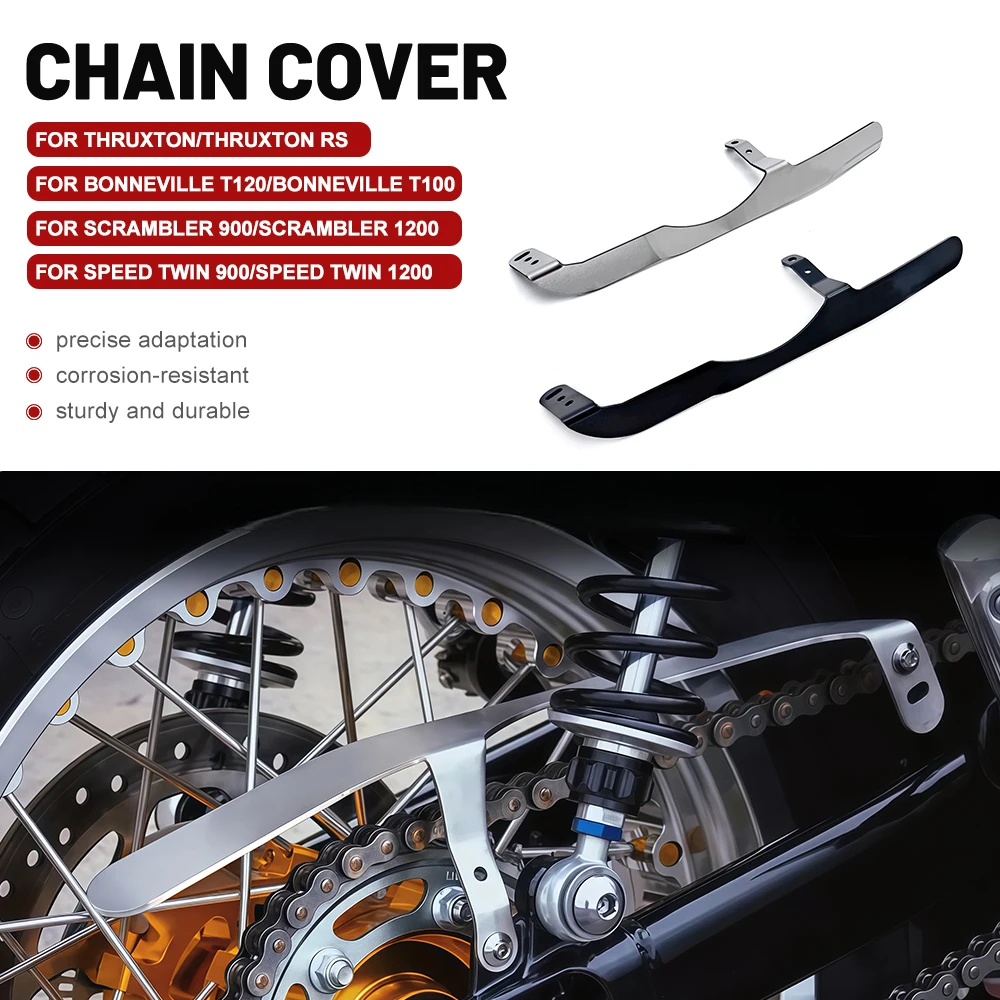 Stainless steel chain guard for Triumph Bonneville T100/T120, Thruxton RS, and Speed ​​Twin 900/1200 motorcycles