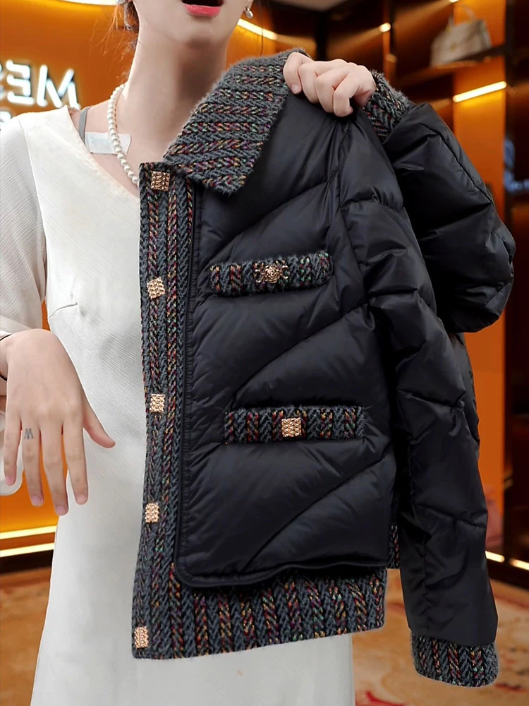 

Faionable Thiened down Cotton Jaet Women's Winter Coat Sli Splicing Anti-Aging Padded Coat Korean Sle Loose Fit