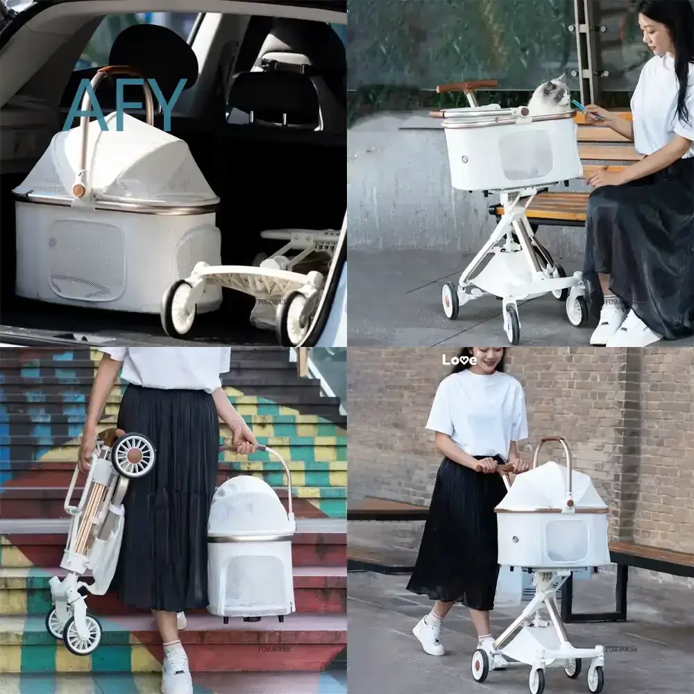 Handbag Separable Stroller for Dogs Cats Foldable Pet Stroller Multifunctional Lightweight Travel Stroller Outdoor Walking