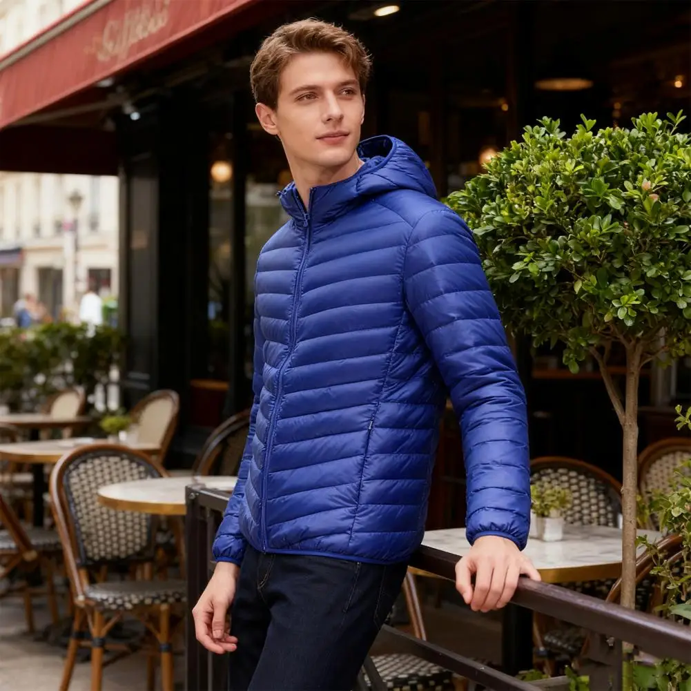

Men Coat Men's Hooded Down Coat for Winter with Zipper Closure Lightweight Warm Outerwear for Weather Long Sleeve Outerwear