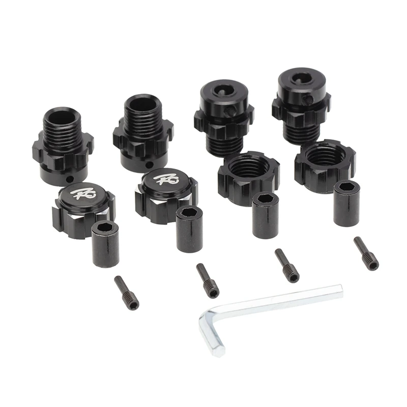 4Pcs 17mm Hex Nuts Adapter Splined Wheel Hubs Extension Combiner for 1/10 E- SUMMIT RC Car Parts,Black-SPMI