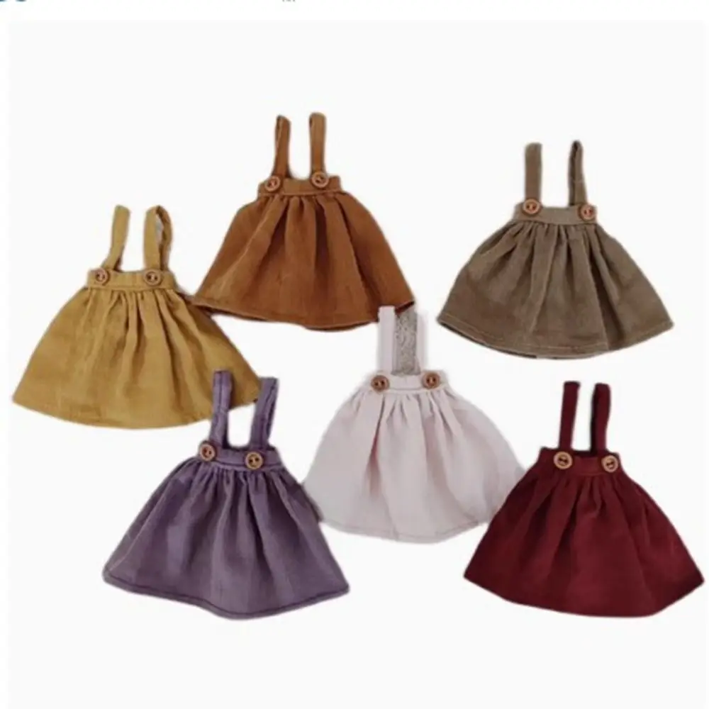 Modne sztruksowe ogrodniczki spódnica mini DIY akcesoria długa spódnica sukienka urocza księżniczka vintage sukienka dla lalek azone ob24