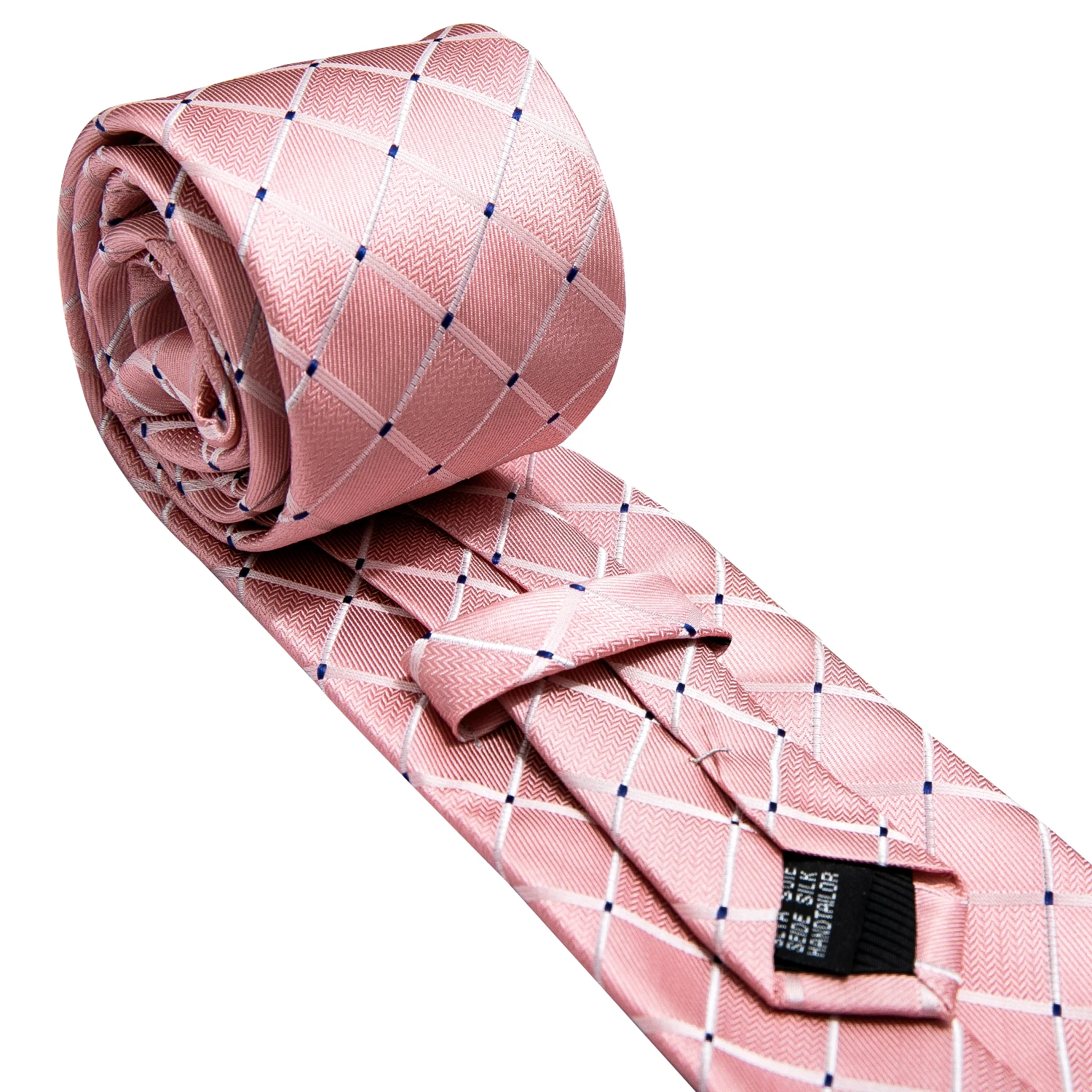 Designer Mens Cravatta Jacquard Cravatta Tasca Quadrata Gemelli Set Salmone Plaid a quadri per uomo Uomo Matrimonio Busniess Regalo per feste