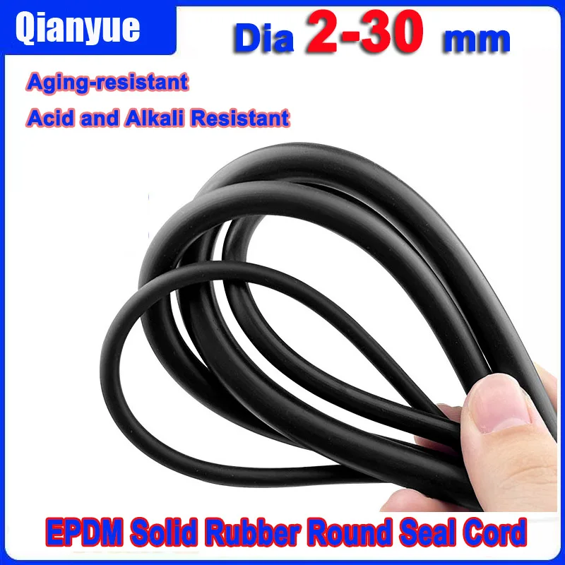 

EPDM Solid Round Rubber Seal Cord - Tear/Abrasion & Corrosion Resistant, Cylindrical Strip for Outdoor/Plumbing (Dia 2-30mm)