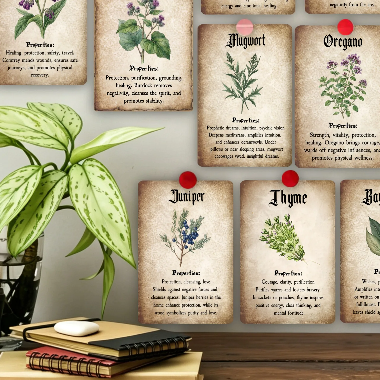 18Pcs Retro Botanical Herb Postcards, Vintage Plant Illustrated Cards, Desk Decoration Present for Botany Lovers