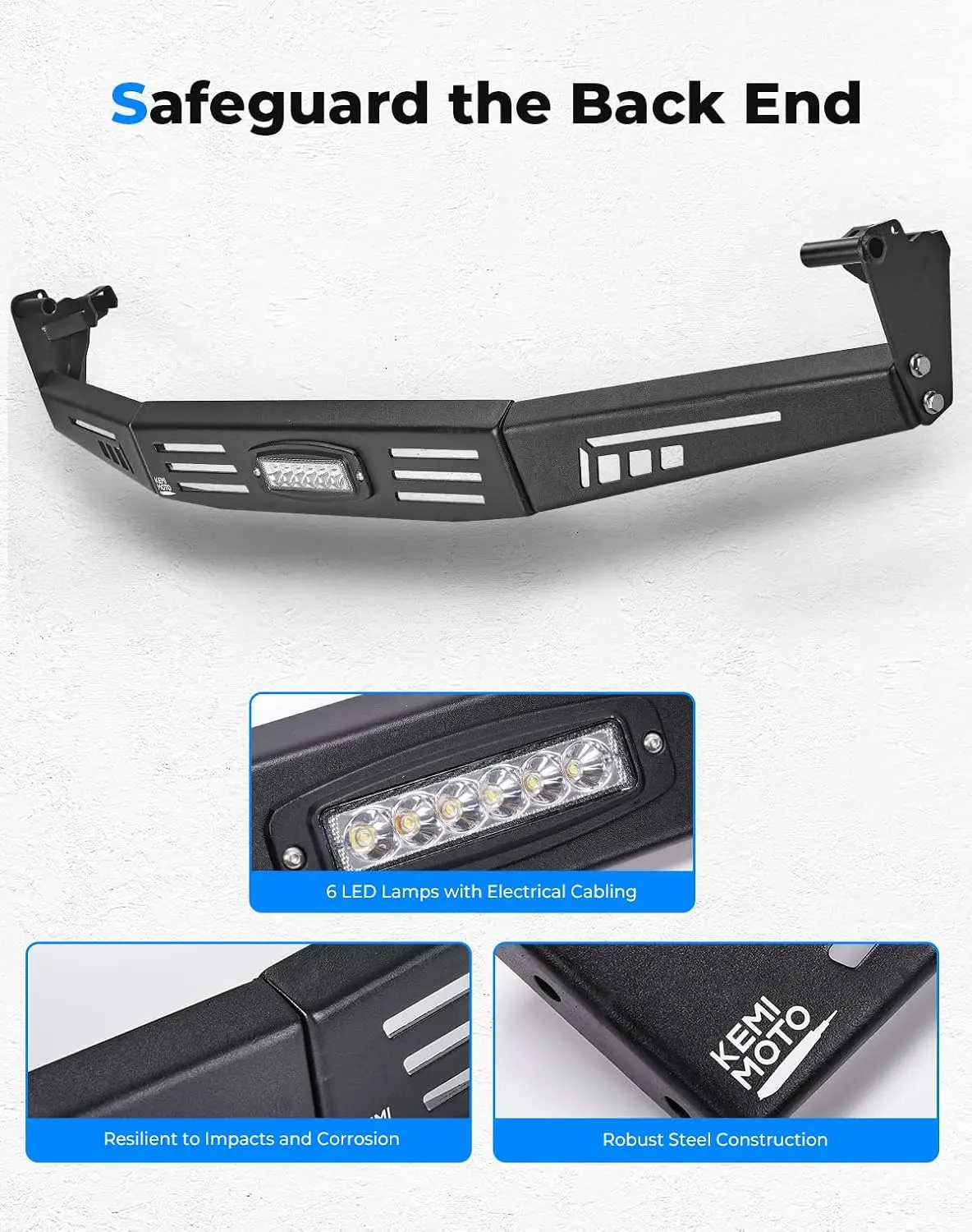 Rear Bumper with 18W LED Light, Compatible with Pioneer 1000 - view 5