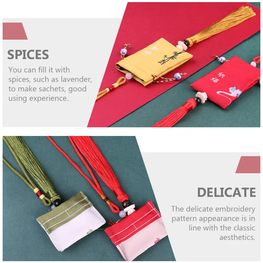

6Pcs Classic Aesthetic Embroidered Sachet Bag Tassel Pendant for Gifts and DIY Sachet Bag Carry Fragrant Container