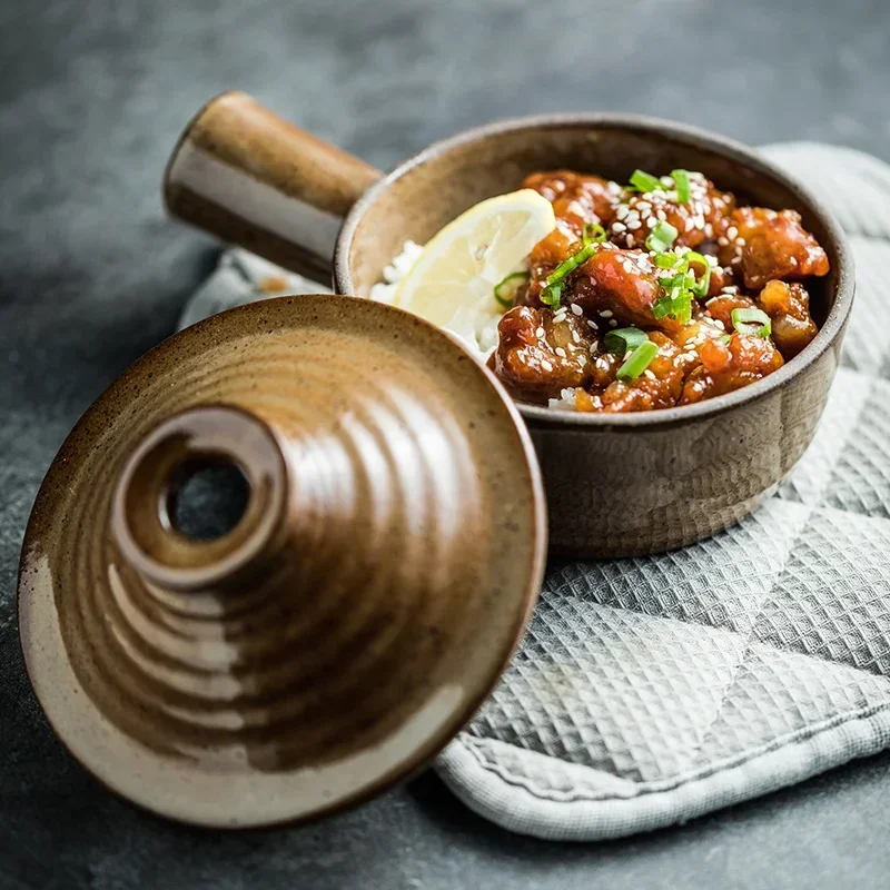 350ml Chaoshan Chaozhou Casserole Rice Noodle Casserole Porridge Ceramic Pottery Pot With Handle Clay Pot Japanese