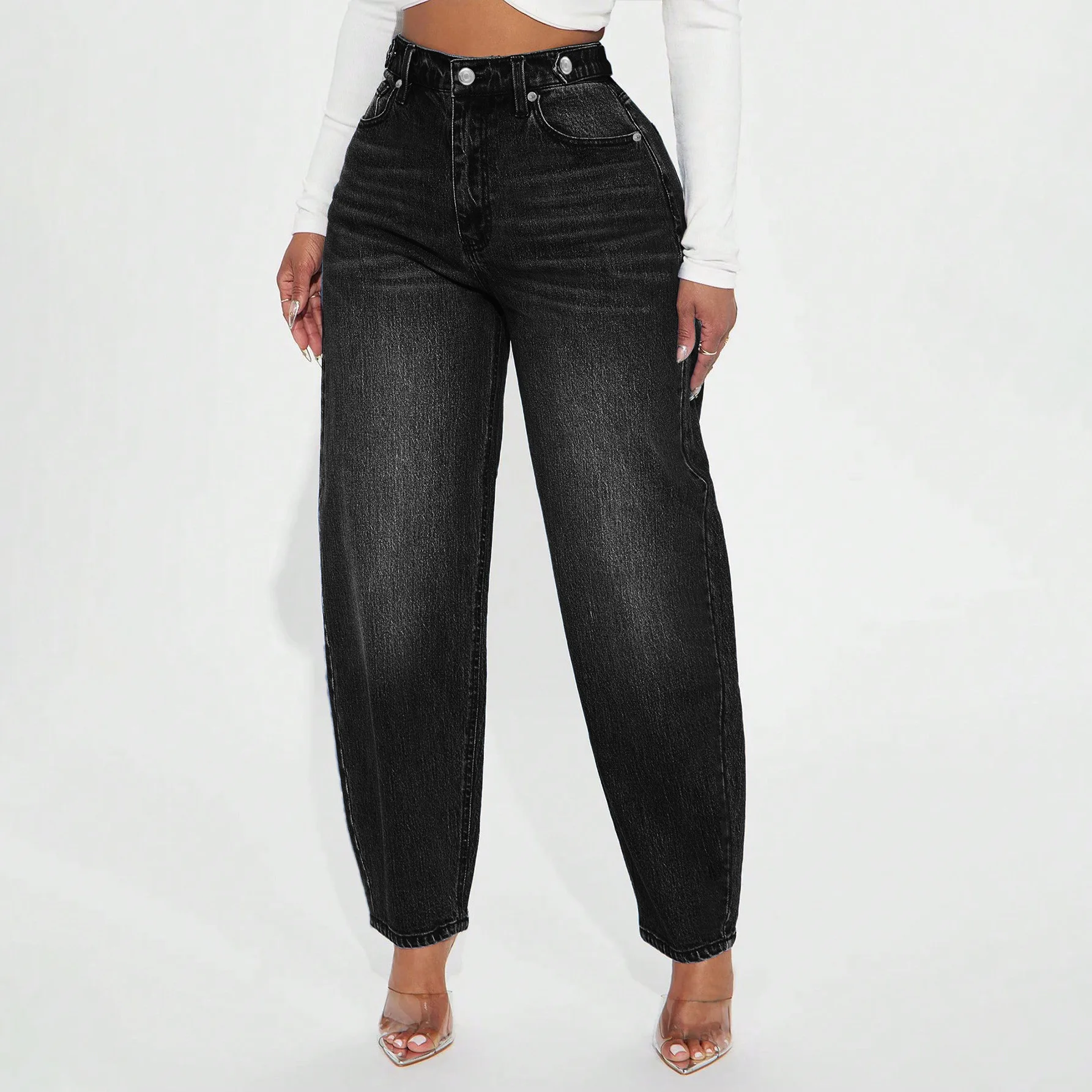Women's Pants New Pure Cotton Women's Jeans for Summer 2026 High Waisted Straight Leg Pants Wide Leg Pants Curved Knife Jeans